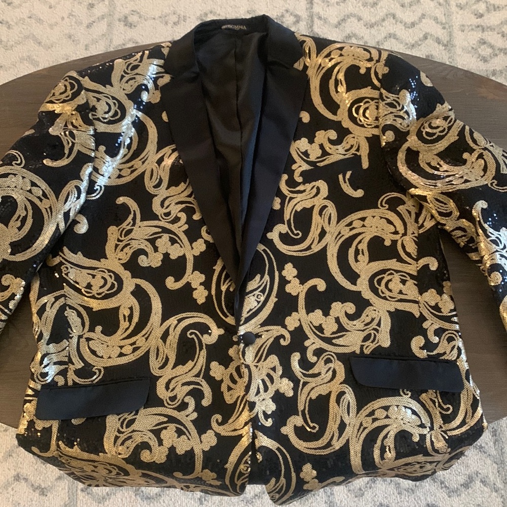 Black & Gold sequins Tuxedo Jacket